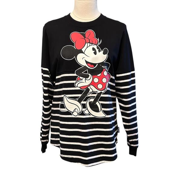 Disney Store Parks Spirit Jersey Minnie Mouse Forever Black White Striped,XSmall - Picture 2 of 9